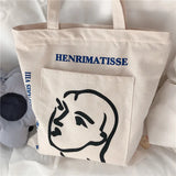 Canvas Shoulder Bag Tote Handbag Large Capacity Shopping Bag for Girls