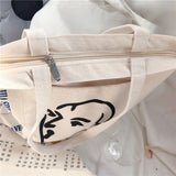 Canvas Shoulder Bag Tote Handbag Large Capacity Shopping Bag for Girls