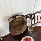 Vintage Frosted PU Leather Shoulder Bag Large Capacity Casual Tote