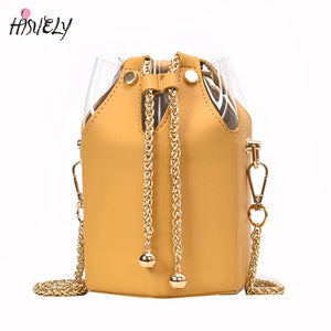 Hot Bucket Bag Women PU Leather Shoulder Chain Crossbody Messenger