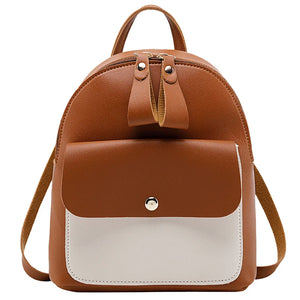 Women's Double Zipper Pull Bump Small Backpack Diagonal Bag Mini Backpack