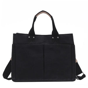 Large Canvas Shoulder Bag Multi-pocket Hand-held Messenger Bag