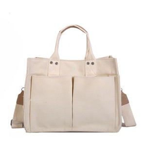 Large Canvas Shoulder Bag Multi-pocket Hand-held Messenger Bag