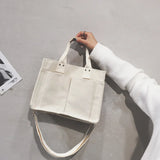 Large Canvas Shoulder Bag Multi-pocket Hand-held Messenger Bag
