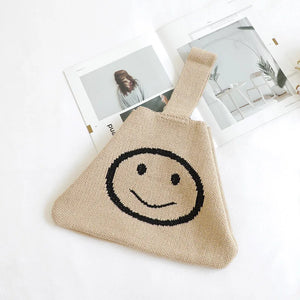Wool Smiling Face Handbag Ins Knitting Casual Handbag