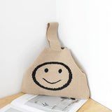 Wool Smiling Face Handbag Ins Knitting Casual Handbag