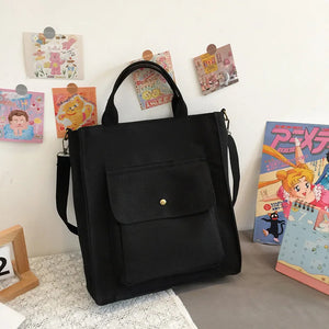 Japanese Style Canvas Tote Bag for Women Large Capacity