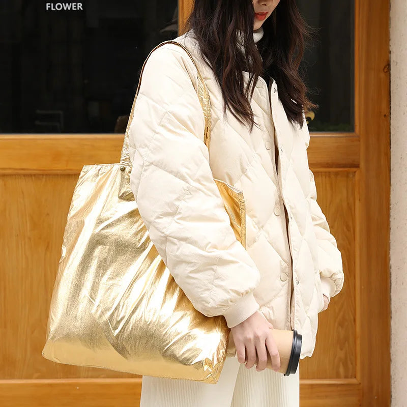Casual Vintage Tinfoil Handbag Nylon Shoulder Bag