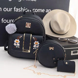 Embroidered Backpack Female Small Fresh Academic Students Schoolbag Girls