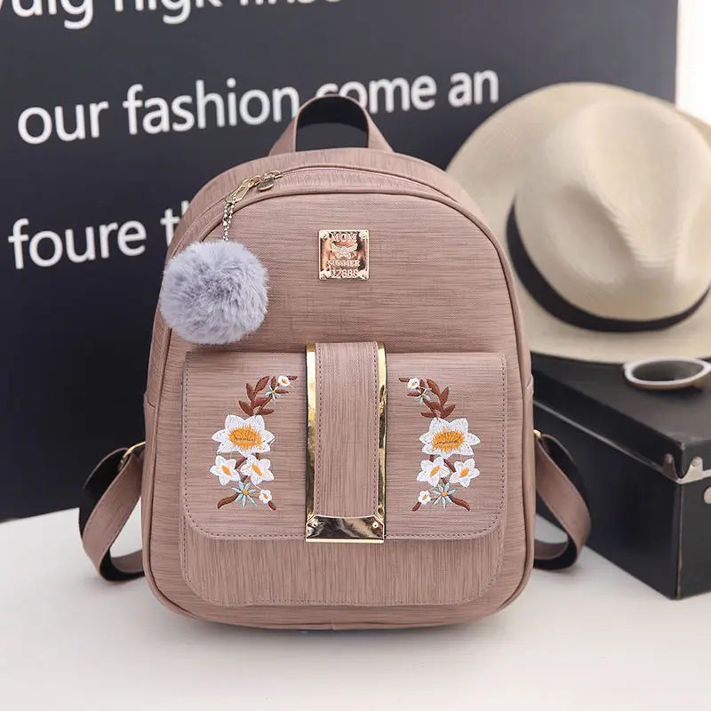 Embroidered Backpack Female Small Fresh Academic Students Schoolbag Girls