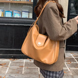 Retro Wax Leather One-Shoulder Tote Bag