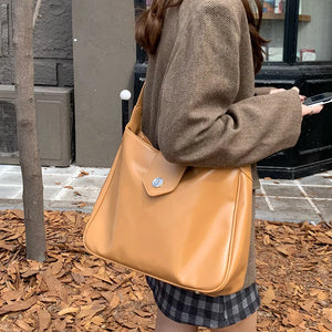 Retro Wax Leather One-Shoulder Tote Bag