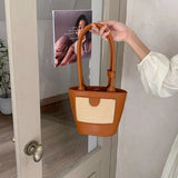 Niche Straw Bucket Bag Female Portable Small Bag Retro Hand Carrying Shoulder Un