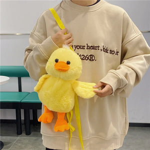 Plush Duck Bag- Cute Cartoon Backpack for Girls