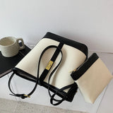 Panelled Women Bucket Shoulder Bag Large Capacity Canvas Female Handbag