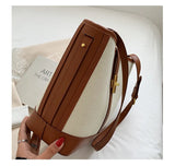 Panelled Women Bucket Shoulder Bag Large Capacity Canvas Female Handbag