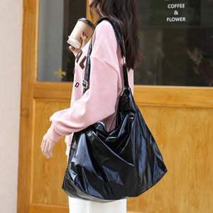 Retro Tin Foil Shoulder Bag Casual Solid Nylon Women's Bag