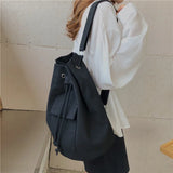 Canvas Bucket Bag for Women Casual Shoulder Bag Student School Bag
