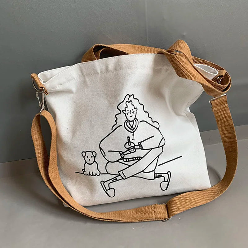 Japanese Canvas Messenger Bag Women's Hand-held Shoulder Bag