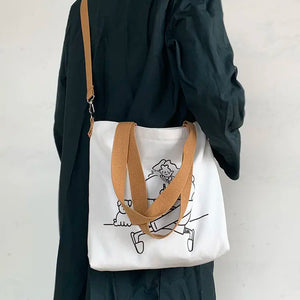 Japanese Canvas Messenger Bag Women's Hand-held Shoulder Bag