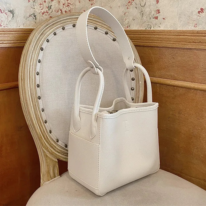 Women Bucket Bag Casual PU Leather Shoulder Bag Solid Totes Bolsa