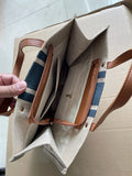 Striped One-Shoulder Handbag Canvas Tote Bucket Bag