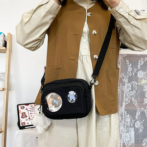 Canvas Cartoon Shoulder Bag Transparent Crossbody