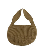 Knitting Wool Shoulder Bag Round Bucket Style for Women