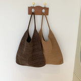 Large One Shoulder Bucket Bag Solid Wool Bag