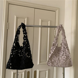 Leisure One Shoulder Bucket Bag Lace Craft Large Capacity