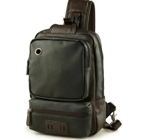 PU Leather Men's Backpack Casual Messenger Chest Bag