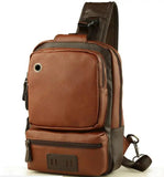PU Leather Men's Backpack Casual Messenger Chest Bag