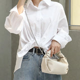 Retro Pleated Shoulder Bag in Soft Leather