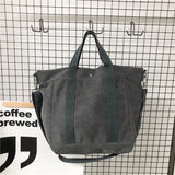 Large Capacity Canvas Tote Bag Women Casual Solid Color Travel Shoulder Bag