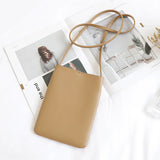 Retro Vertical Ladies Mobile Phone Bag PU Leather Small Shoulder Bag