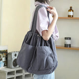 Large-Capacity Canvas Drawstring Bundle Handbag