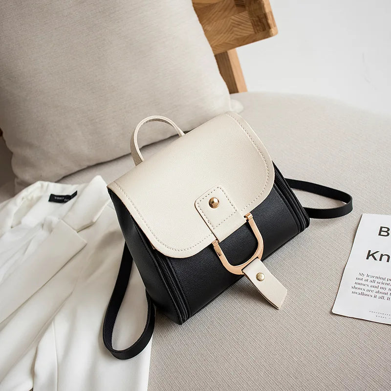 Contrast Bag Cover Pin Buckle Small Backpack