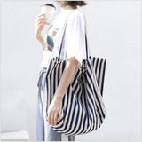 Retro Art Handbag Small Fresh Striped Canvas Bag
