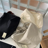 Canvas Shoulder Bag Large Capacity Wide Strap Solid