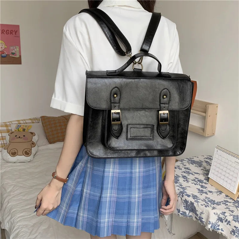 Vintage Women Backpacks Preppy Student Backpack Multi-functional 