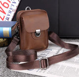 Men's Leather Shoulder Bag Crazy Horse Mini Waist Bag