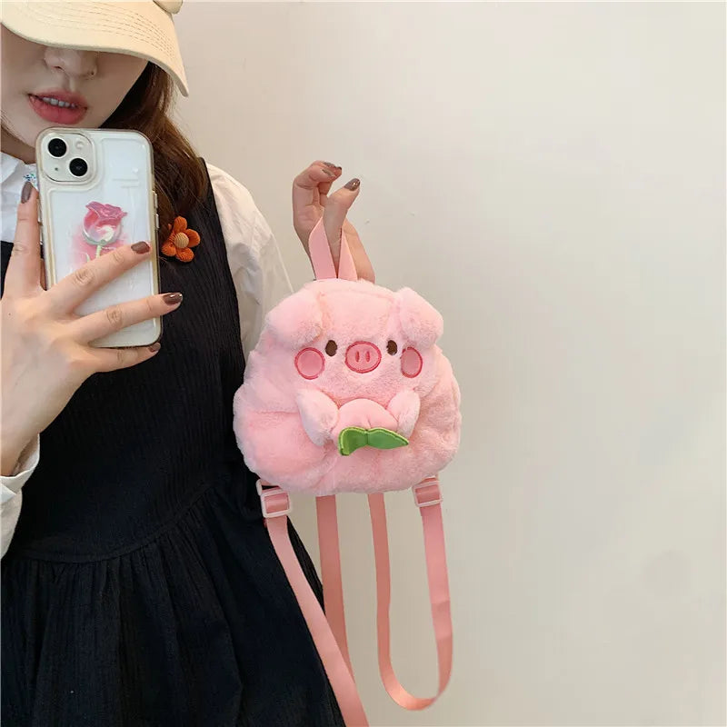 Women's Pig Plush Shoulder Bag - Cartoon Backpack
