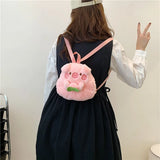 Women's Pig Plush Shoulder Bag - Cartoon Backpack