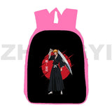 Kurosaki Ichigo Anime 3D Print Bleach Backpack Pink Canvas Knapsack