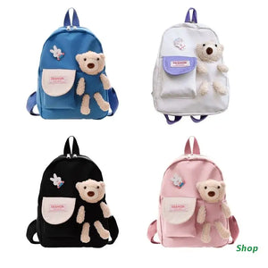 L5YC Bear Toy School Bag for Kids Children Backpacks Girls Boy Book Bags