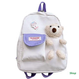 L5YC Bear Toy School Bag for Kids Children Backpacks Girls Boy Book Bags