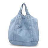 Large Canvas Denim Shopping Bag Neutral Unisex Shoulder Bag