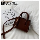 LADSOUL Retro Solid Handbags Women Personality Messenger Bag Mini Shoulder Bag