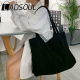 LADSOUL Corduroy Tote Bag Large-capacity Beach Canvas Shoulder Bags For Women