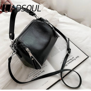 LADSOUL Cowhide Handbag Shoulder Bag for Women Messenger Bags